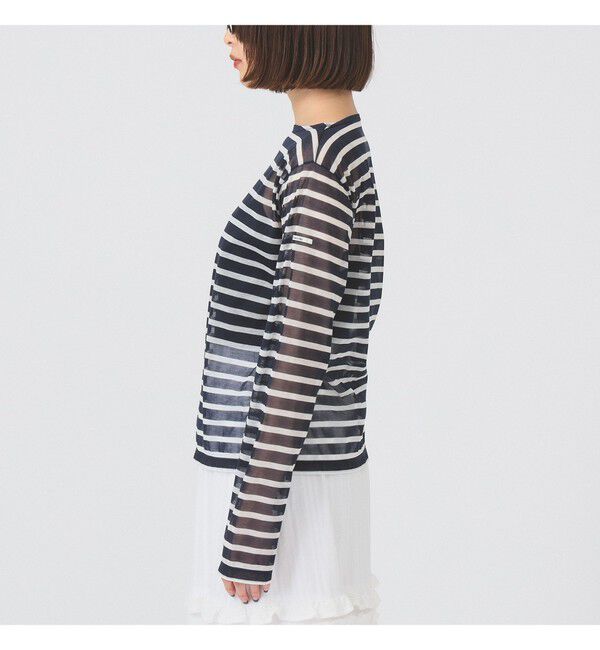 Ray BEAMS 「ORCIVAL / シースルー ボーダー ロングスリーブ カットソー」|Tシャツ・カットソー|