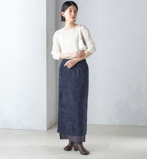 SHIPS for women「〈手洗い可能〉ジャカード ヘム フレア レイヤード スカート」|スカート|