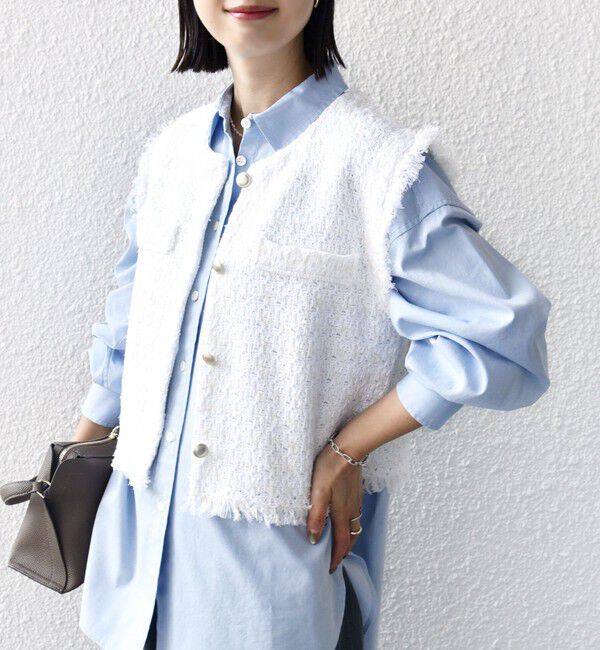 SHIPS for women「〈手洗い可能〉メタルボタンツイードニットベスト」|ベスト・ジレ|