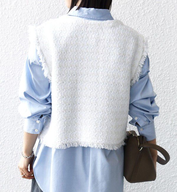 SHIPS for women「〈手洗い可能〉メタルボタンツイードニットベスト」|ベスト・ジレ|