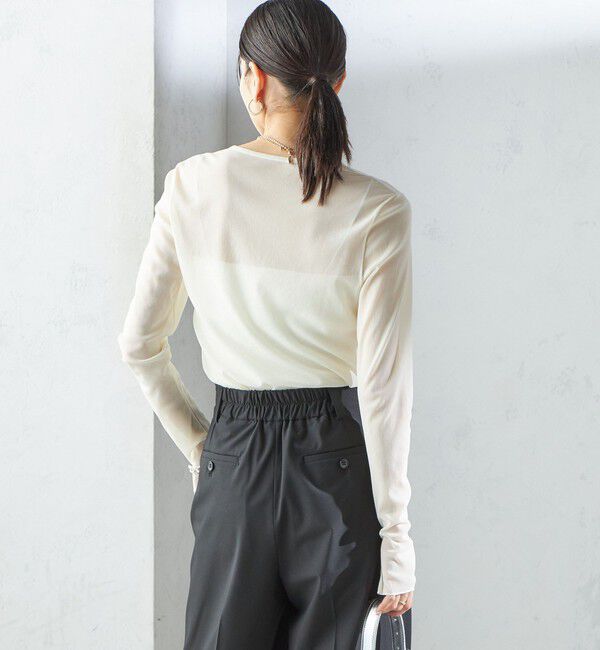 SHIPS for women「〈手洗い可能〉ストレッチ チュール ロング スリーブ TEE」|Tシャツ・カットソー|