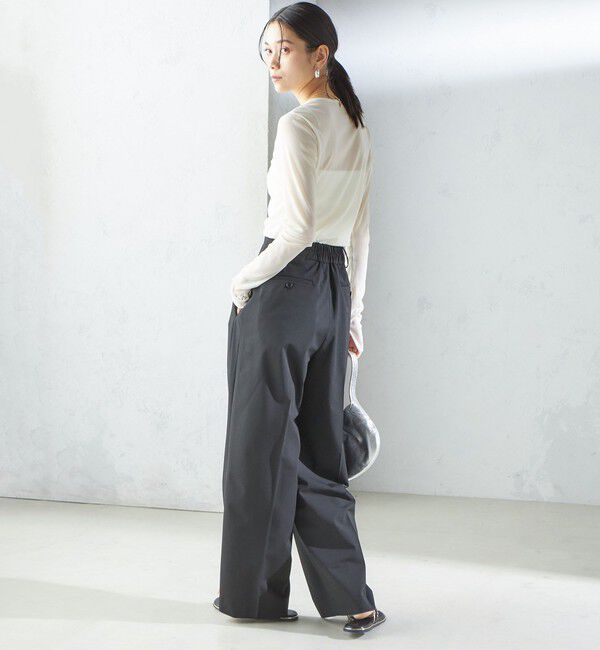 SHIPS for women「〈手洗い可能〉ストレッチ チュール ロング スリーブ TEE」|Tシャツ・カットソー|