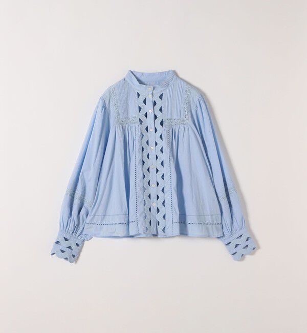 SHIPS any「SHIPS any:〈洗濯機可能〉キャンブリック スタンドカラー レース シャツ ブラウス」|シャツ・ブラウス|