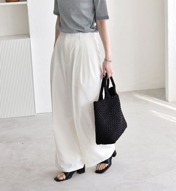 quaranciel「《予約》quaranciel:〈接触冷感/UVカット/吸水速乾/洗濯機可能〉3タック ワイド ストレート パンツ」|その他|