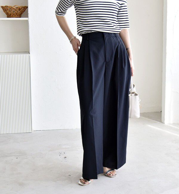 quaranciel「《予約》quaranciel:〈接触冷感/UVカット/吸水速乾/洗濯機可能〉3タック ワイド ストレート パンツ」|その他|
