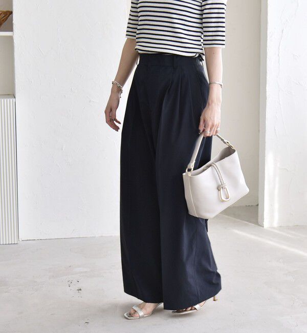 quaranciel「《予約》quaranciel:〈接触冷感/UVカット/吸水速乾/洗濯機可能〉3タック ワイド ストレート パンツ」|その他|