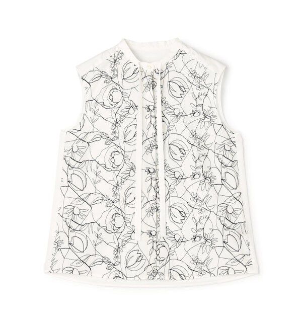 TOMORROWLAND collection「サンフラワーエンブロイダリーコンビ ボウタイブラウス」|シャツ・ブラウス|18 ホワイト系
