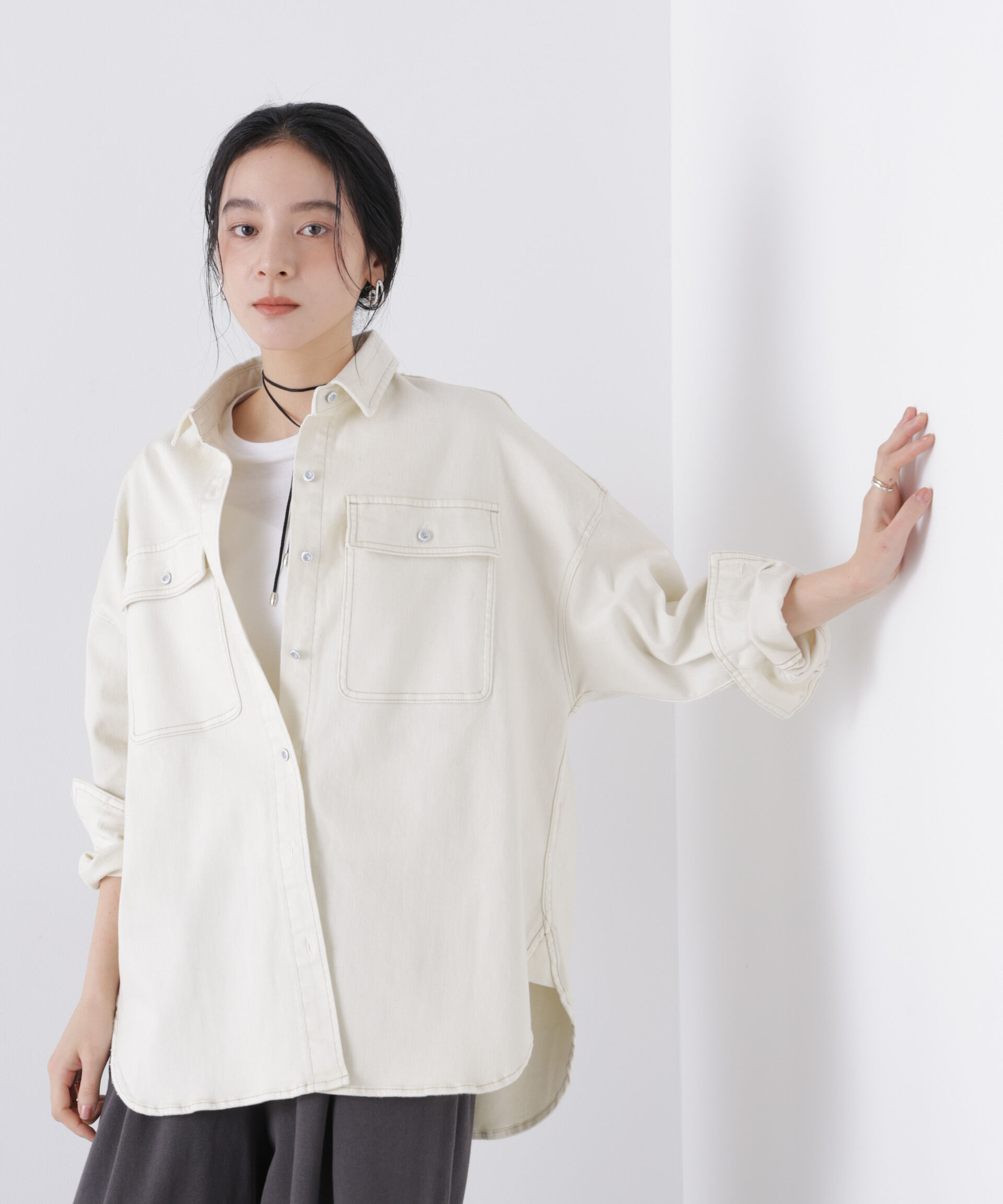 nano･universe「Healthy DENIM/別注 Almond Ecru」|シャツ・ブラウス|エクリュ4