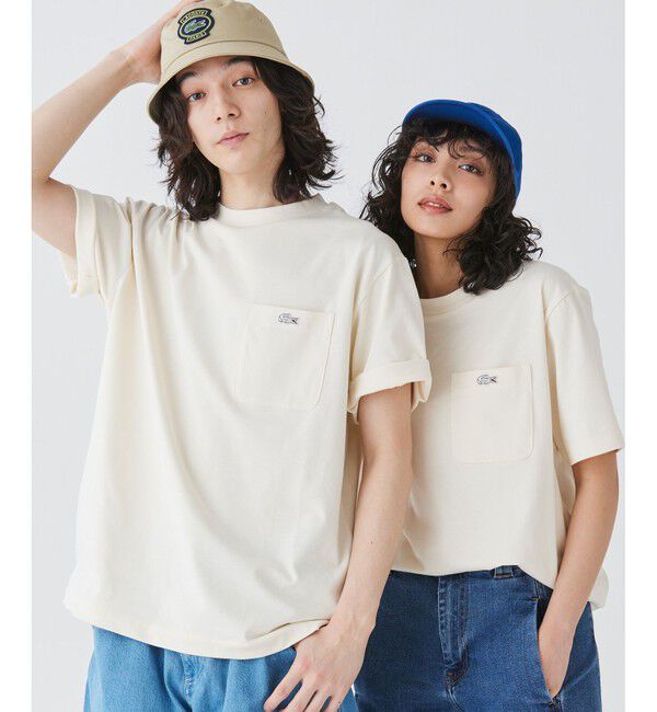 LACOSTE「アウトラインクロックポケット半袖Tシャツ」|Tシャツ・カットソー|オフホワイト