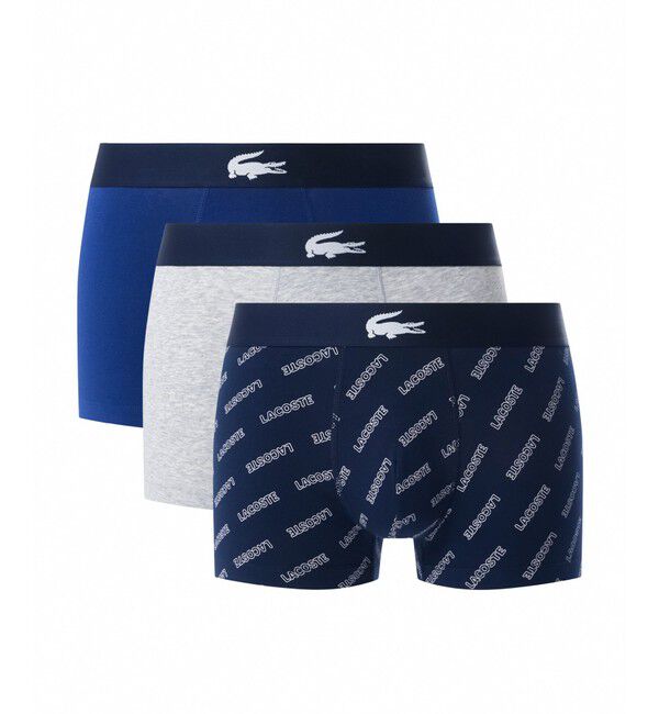 LACOSTE「３パックロゴプリントストレッチコットンボクサートランクショーツ / ボクサーパンツ」|インナー|ネイビー