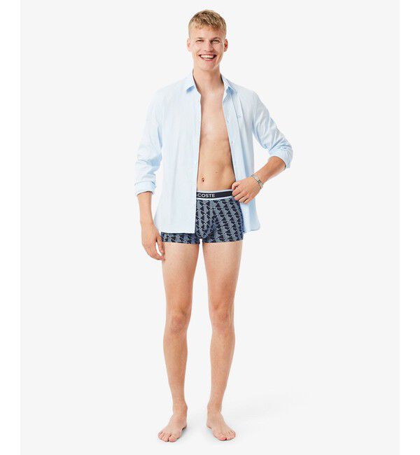 LACOSTE「モノグラム＆プレーン／3パックストレッチコットントランクショーツセット」|インナー|