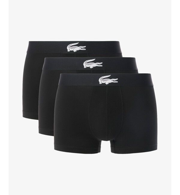 LACOSTE「コントラストワニロゴウエストバンドストレッチジャージトランクショーツ 3P / ボクサーパンツ」|インナー|ブラック
