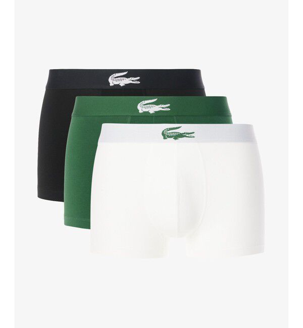 LACOSTE「コントラストワニロゴウエストバンドストレッチジャージトランクショーツ 3P / ボクサーパンツ」|インナー|ホワイト