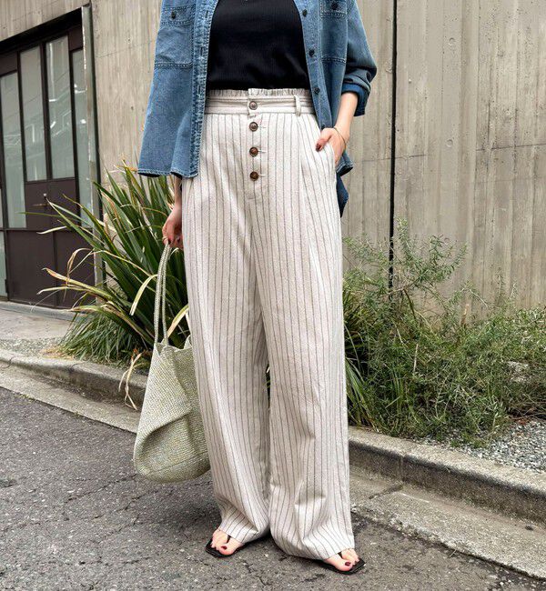 fredy emue「ストライプセミワイドタックパンツ」|チノ|