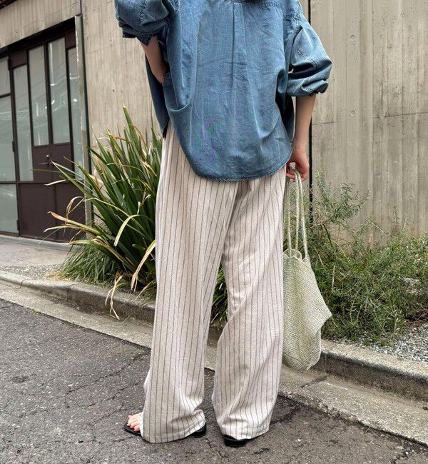 fredy emue「ストライプセミワイドタックパンツ」|チノ|