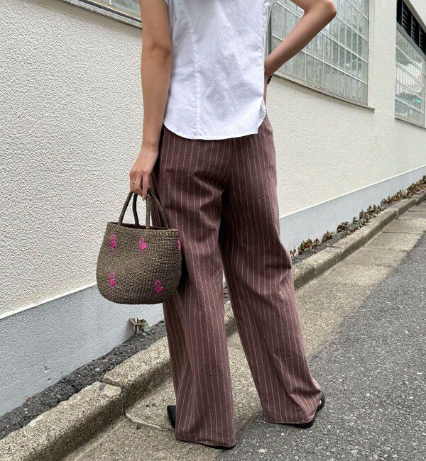 fredy emue「ストライプセミワイドタックパンツ」|チノ|