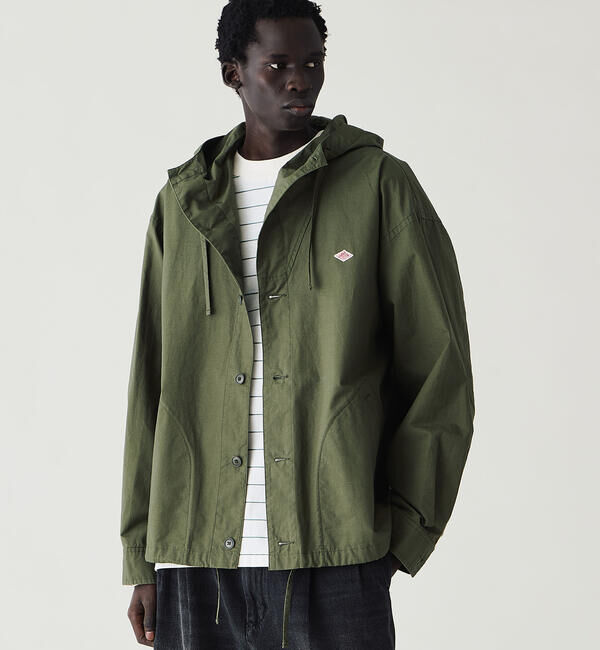 DANTON「DANTON | コットンリネン ショートフードジャケット MEN」|テーラードジャケット|OLIVE