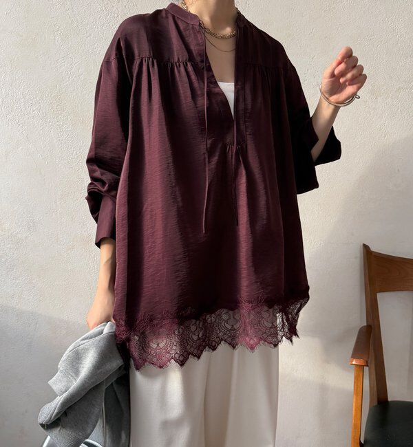 「レース切替チュニック」|シャツ・ブラウス|