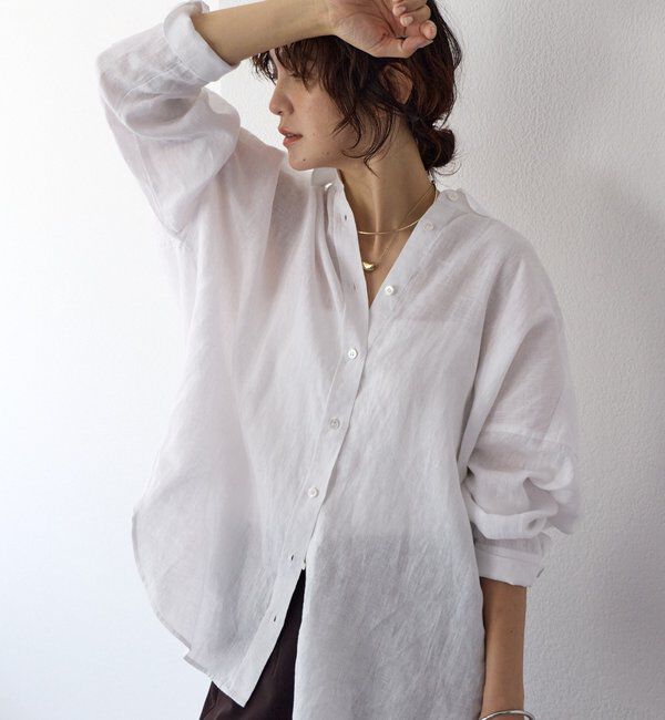  「予約【名品/サイズ展開あり】リネンワイドシャツ」|シャツ・ブラウス|