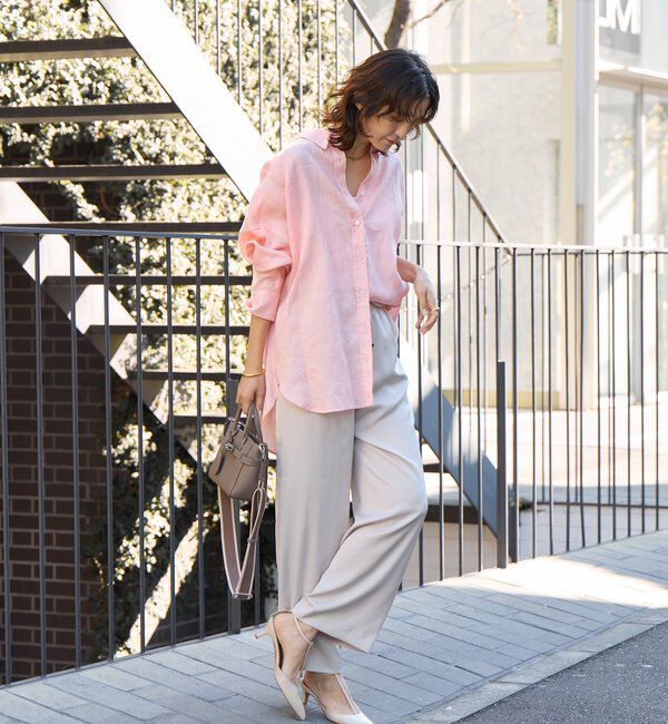  「【上品な光沢】サテンツイルイージーパンツ」|チノ|