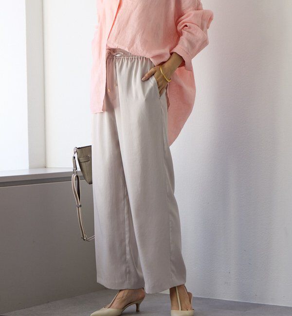  「【上品な光沢】サテンツイルイージーパンツ」|チノ|