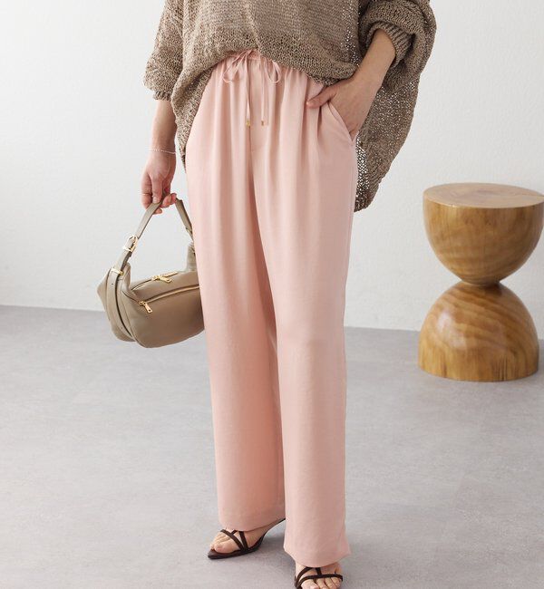  「【上品な光沢】サテンツイルイージーパンツ」|チノ|