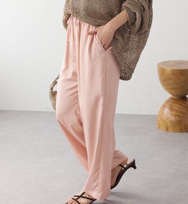  「【上品な光沢】サテンツイルイージーパンツ」|チノ|