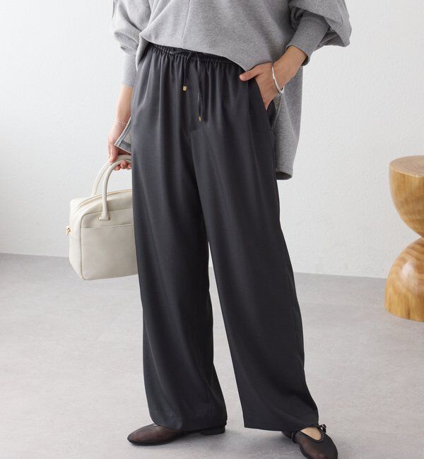  「【上品な光沢】サテンツイルイージーパンツ」|チノ|