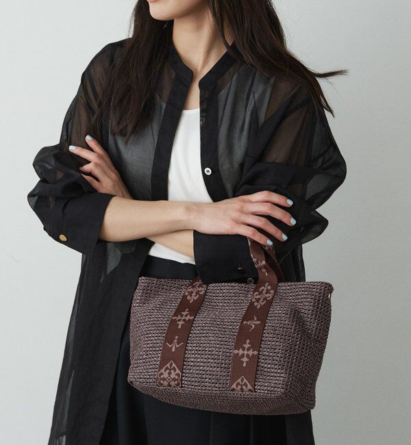  「ナイロンラフィアデイリーミニトートバッグ」|トートバッグ|ダークブラウン