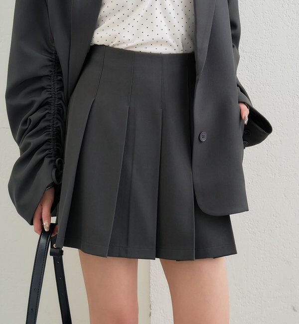  「プリーツミニスカート」|スカート|チャコールグレー