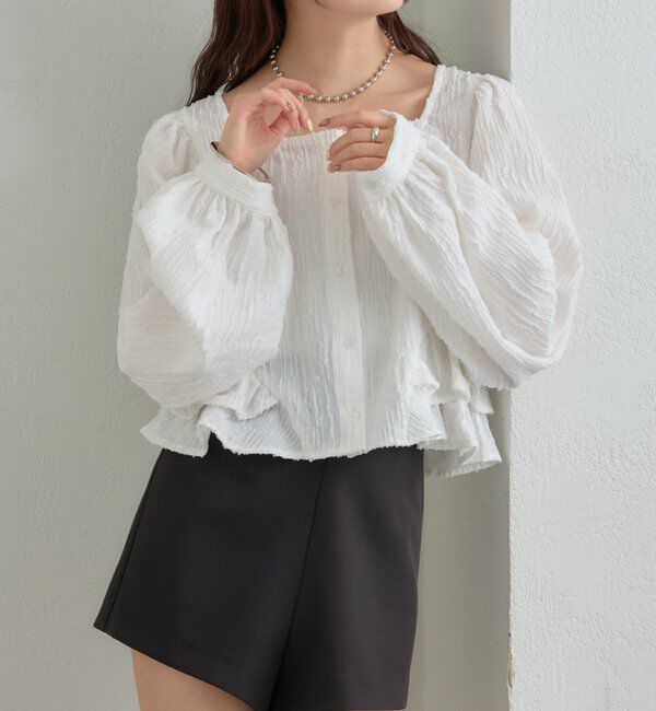  「ジャガード裾フリルブラウス」|シャツ・ブラウス|