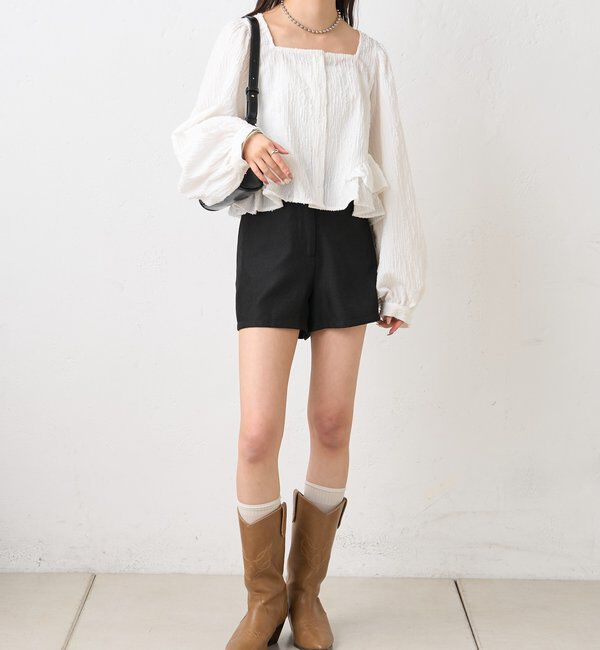  「ジャガード裾フリルブラウス」|シャツ・ブラウス|