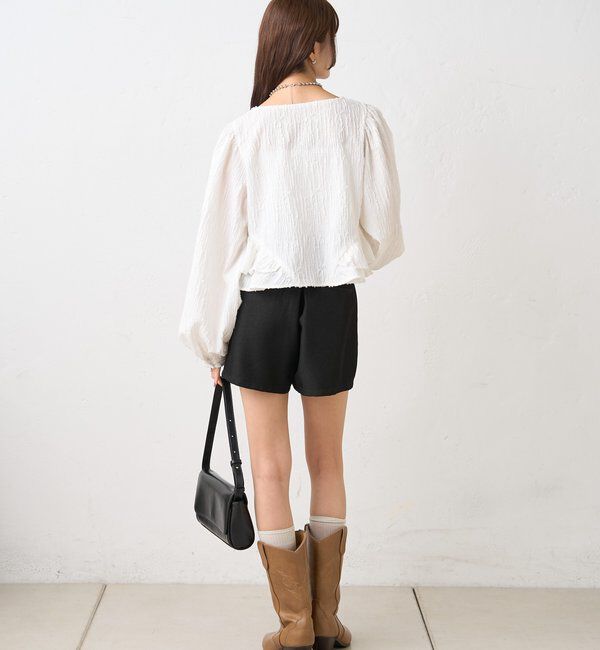  「ジャガード裾フリルブラウス」|シャツ・ブラウス|