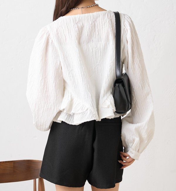  「ジャガード裾フリルブラウス」|シャツ・ブラウス|