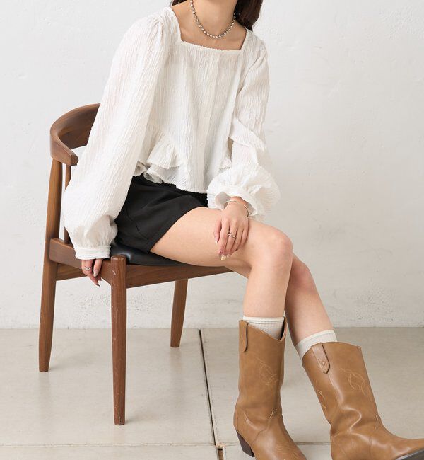  「ジャガード裾フリルブラウス」|シャツ・ブラウス|