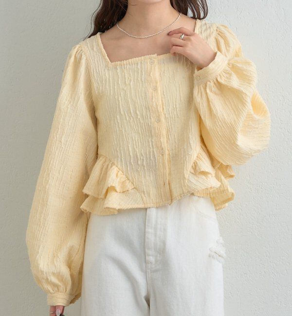  「ジャガード裾フリルブラウス」|シャツ・ブラウス|