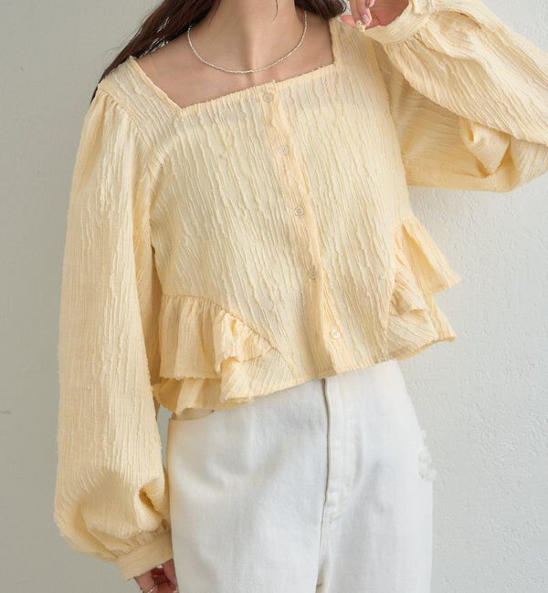  「ジャガード裾フリルブラウス」|シャツ・ブラウス|