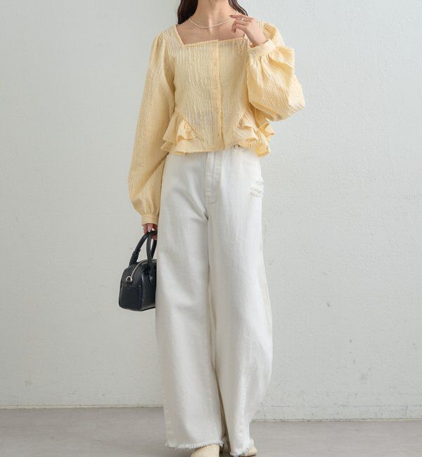  「ジャガード裾フリルブラウス」|シャツ・ブラウス|