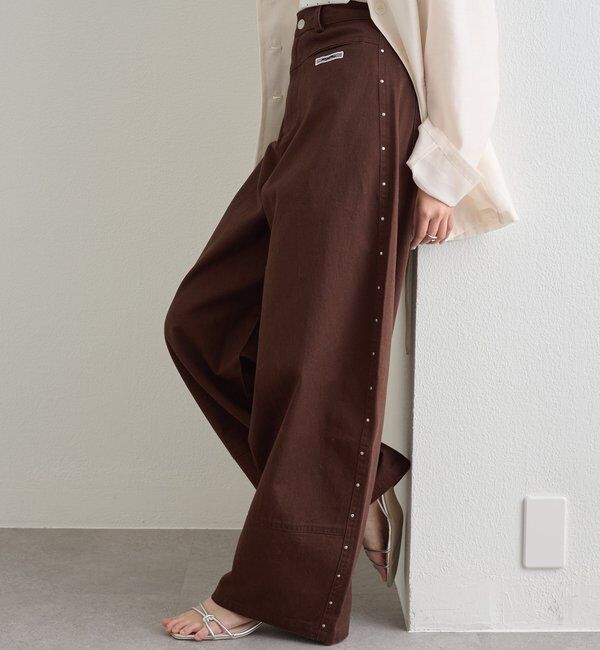  「スタッズツイルパンツ」|チノ|ブラウン