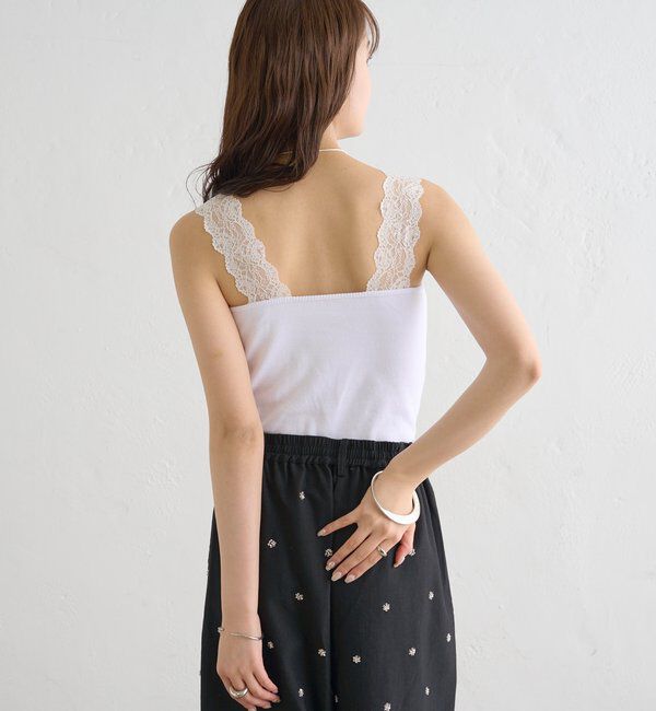  「パット付きVレースタンクトップ」|キャミソール|