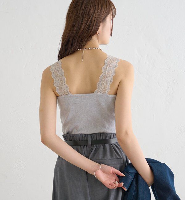  「パット付きVレースタンクトップ」|キャミソール|