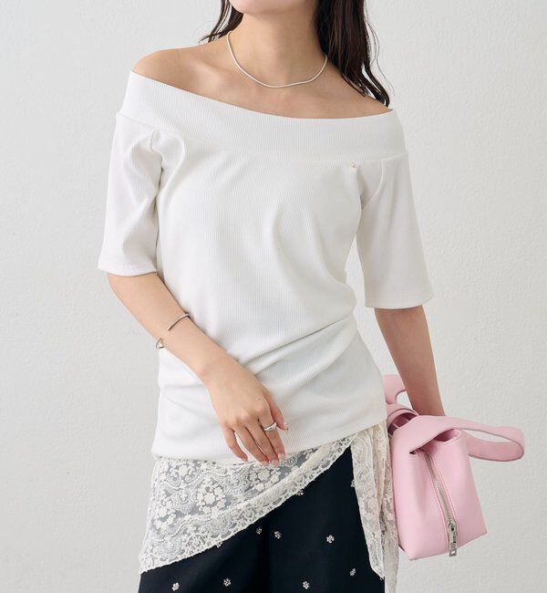  「プレート付きワイドネックT」|Tシャツ・カットソー|