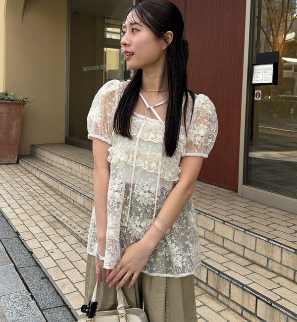  「オーガンジーフラワーブラウス」|シャツ・ブラウス|