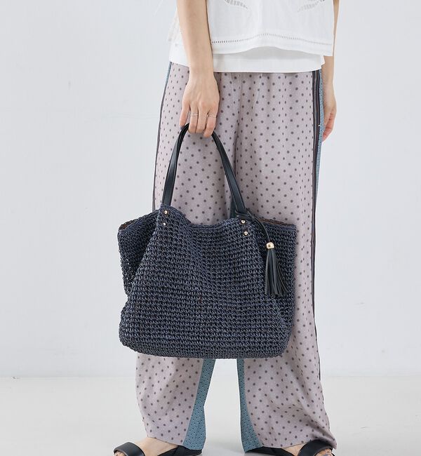 collex「【WEB限定】フリンジチャーム付きペーパートート【予約】」|かごバッグ|