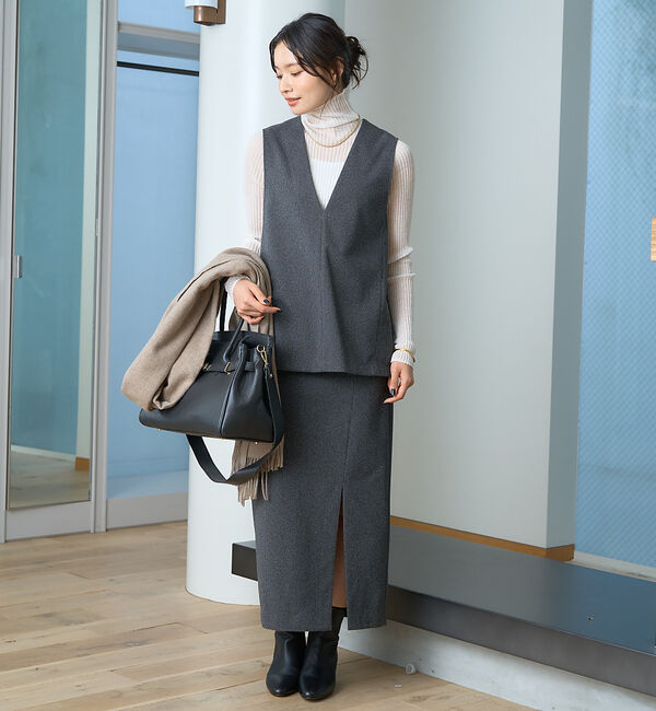 Rouge vif「【セットアップ対応】ニードルパンチ千鳥柄タイトスリットスカート」|スカート|