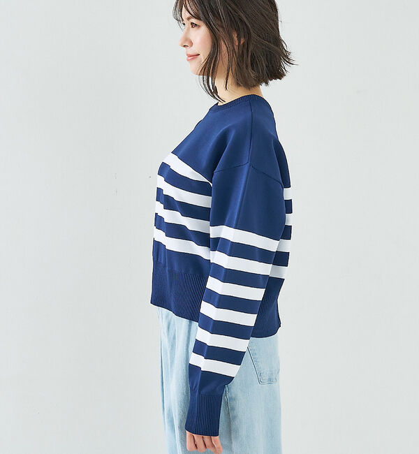 abahouse mavie「スポンジングボーダー2WAYプルオーバー」|カーディガン|