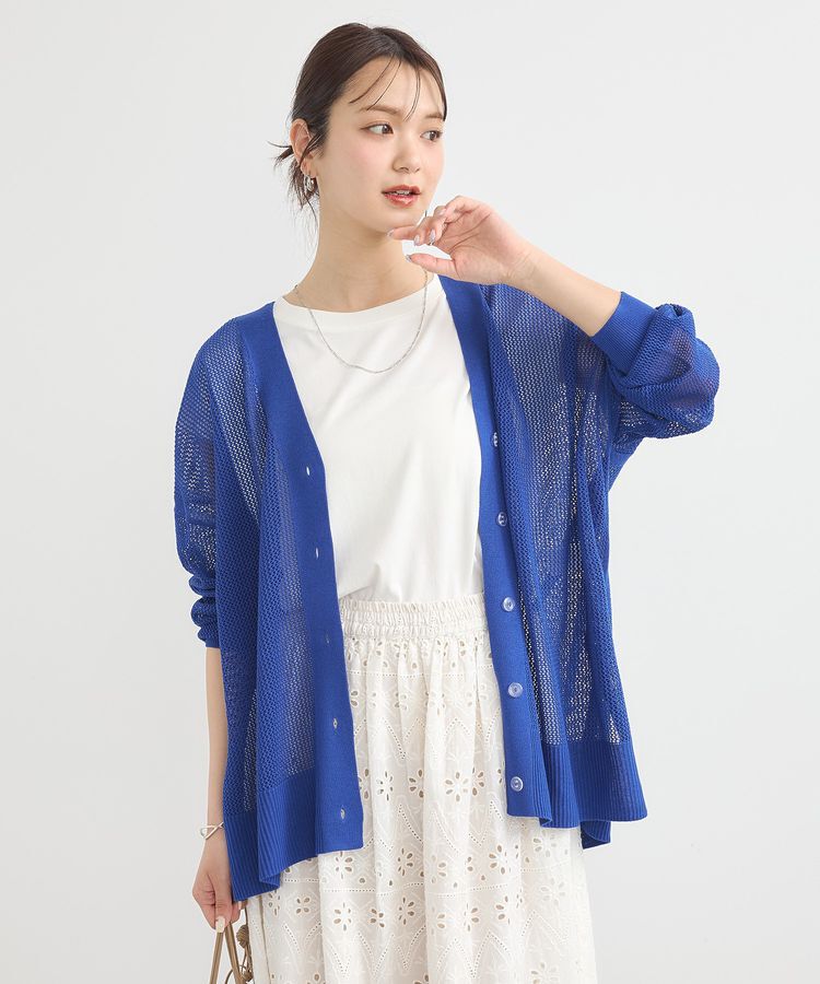 earth music&ecology「メッシュルーズカーディガン」|カーディガン|
