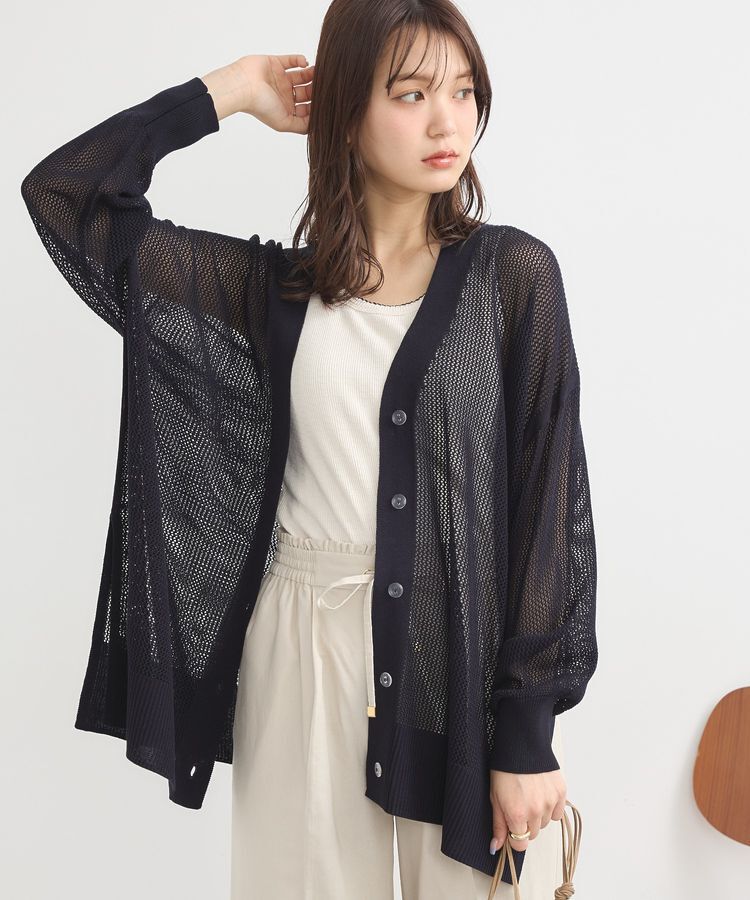 earth music&ecology「メッシュルーズカーディガン」|カーディガン|