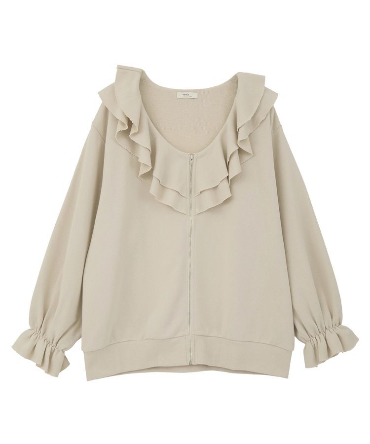 earth music&ecology「フリルカラーZipウラケブルゾン」|カーディガン|