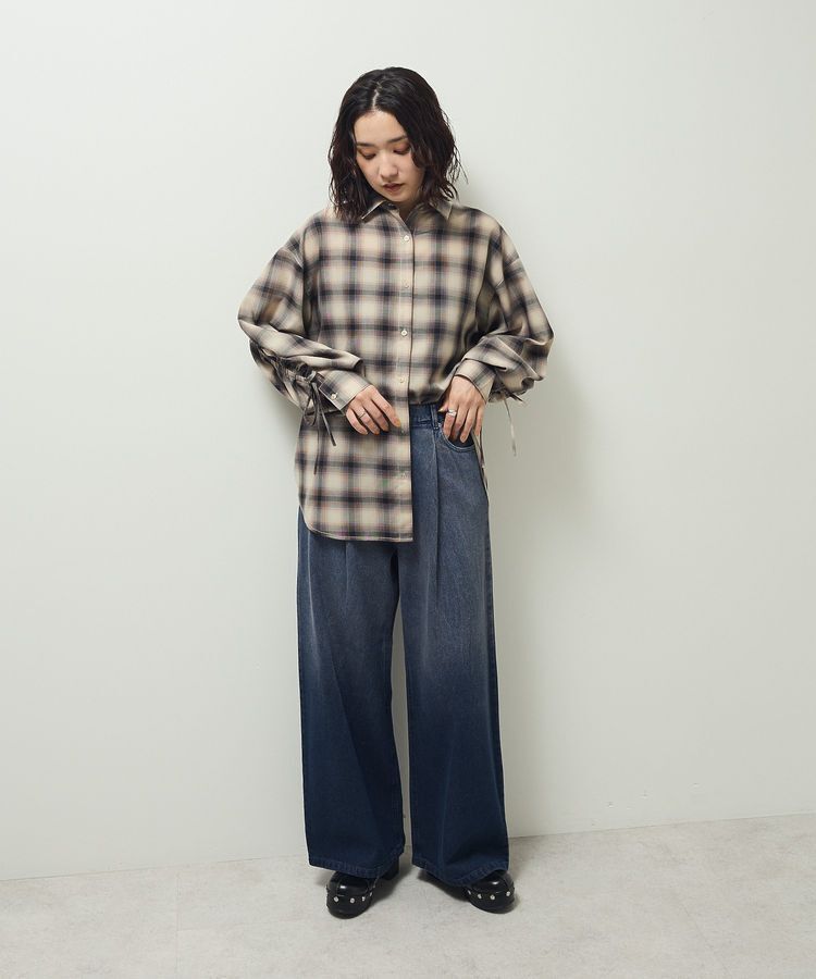 Green Parks「・ELENCARE DUE チェックギャザーシャツ」|シャツ・ブラウス|